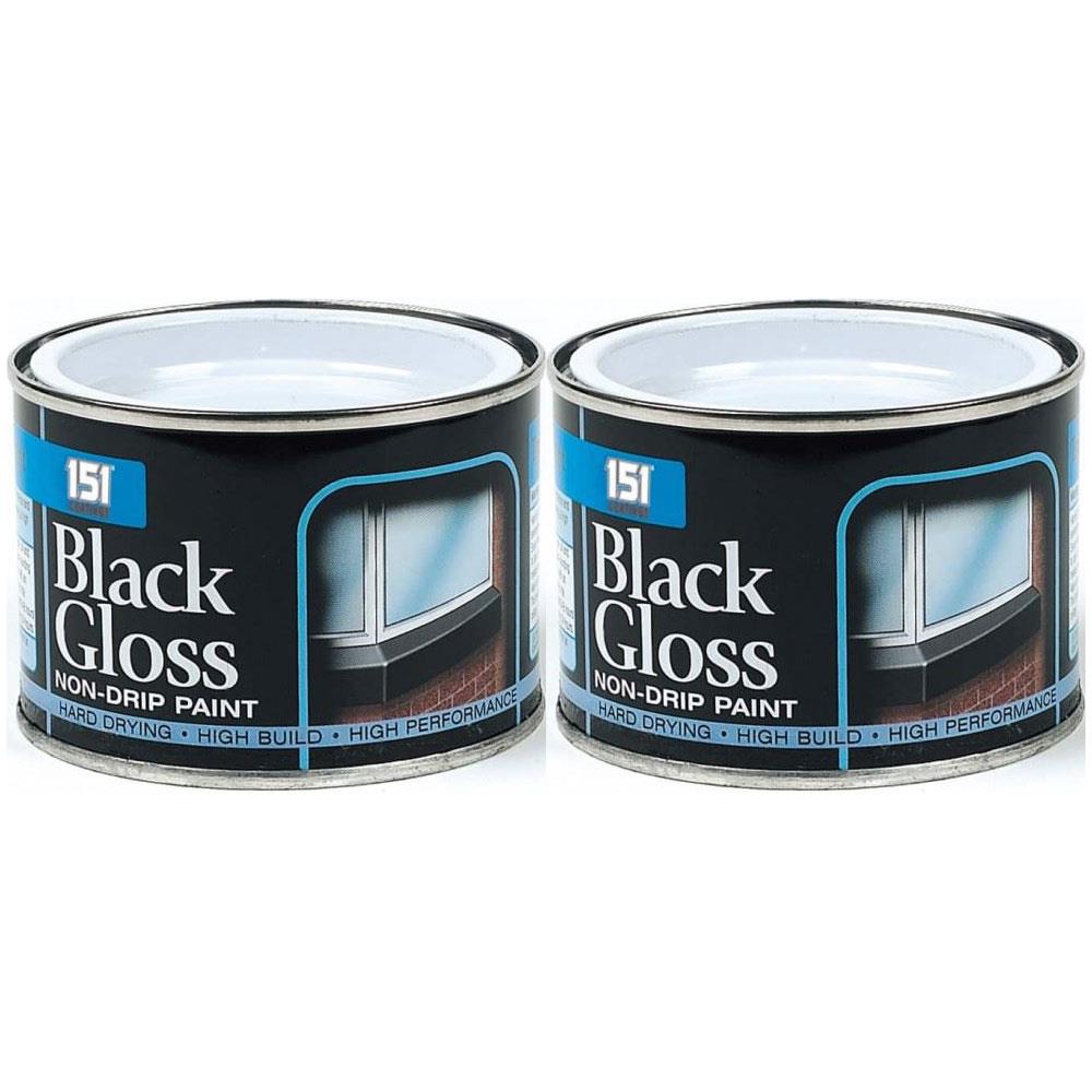 2X Non-Drip Black Gloss Paint Tin 180ml