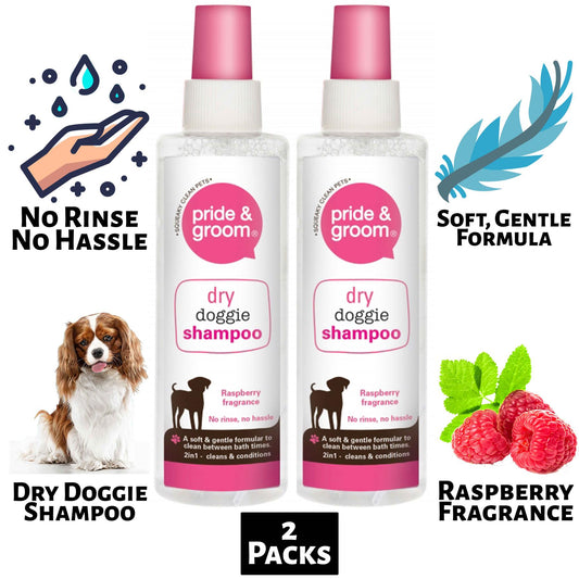 2X Pride & Groom Dry Doggie Shampoo Raspberry Scented