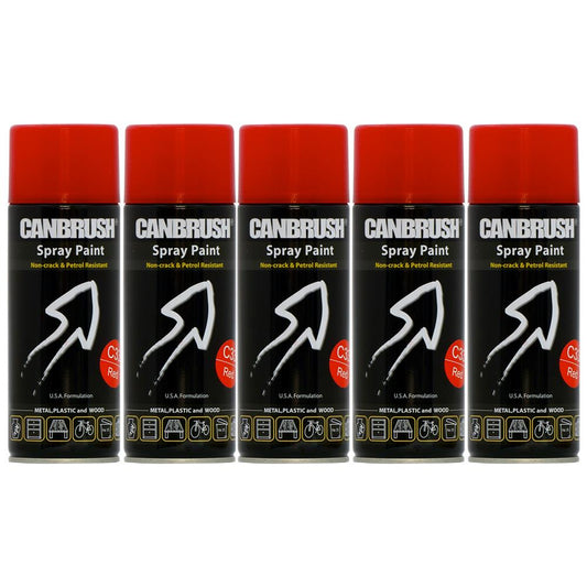 5X Canbrush C33 Red Spray Paint 400ml