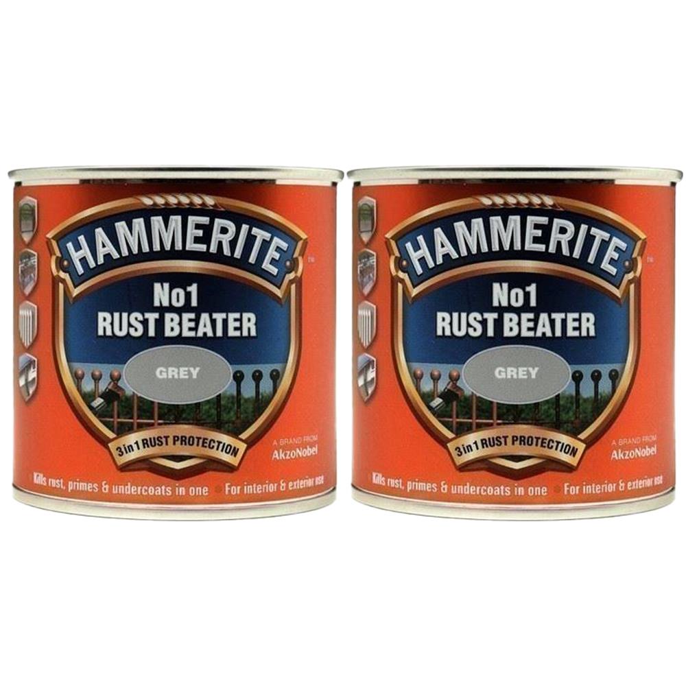 2X Hammerite No.1 Rustbeater Grey 250ml