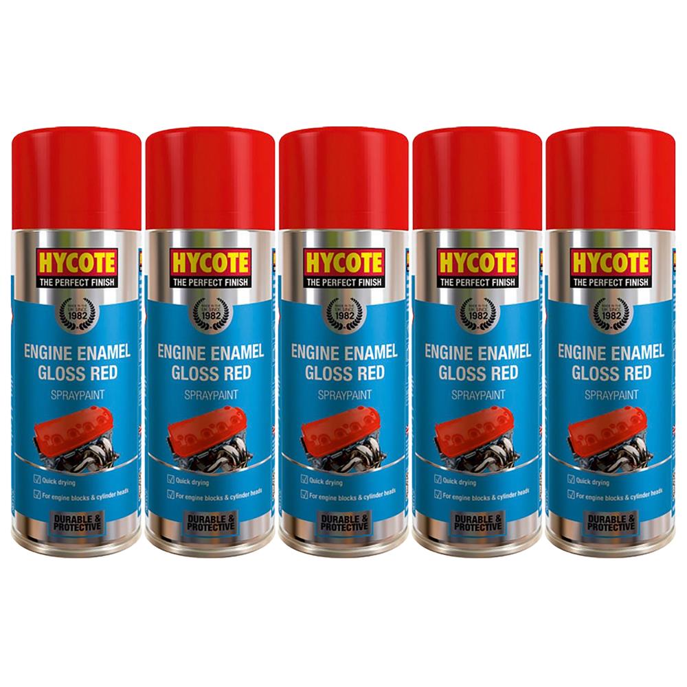 5X Hycote Engine Enamel Gloss Red Spray Paint 400ml