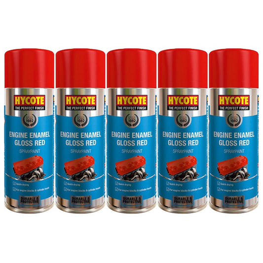 5X Hycote Engine Enamel Gloss Red Spray Paint 400ml