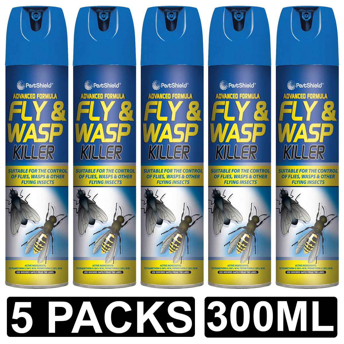 5X Fly & Wasp Killer Spray 300ml