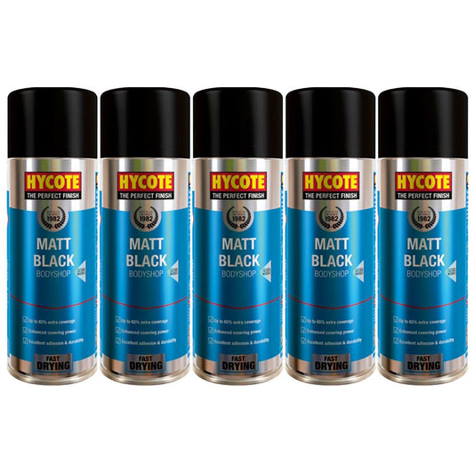 5X Hycote Bodyshop Matt Black Spray Paint 400ml