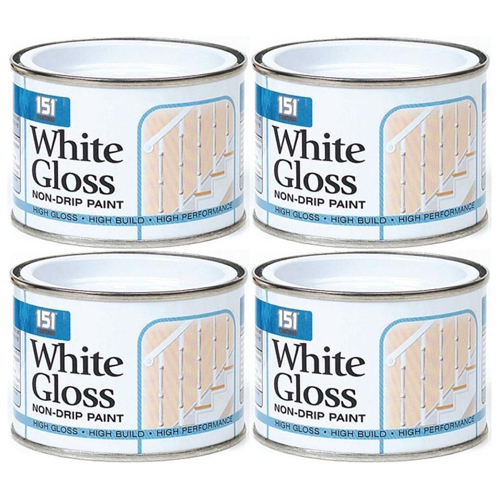 4X Non-Drip White Gloss Paint Tin 180ml