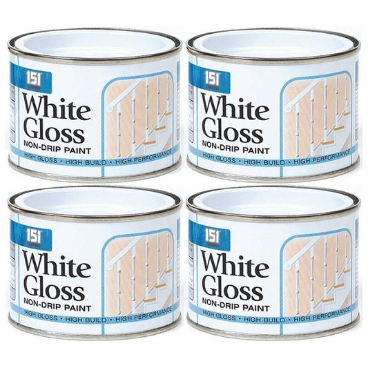 4X Non-Drip White Gloss Paint Tin 180ml