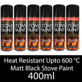 6X High Temp Black Stove Spray Paint 400ml