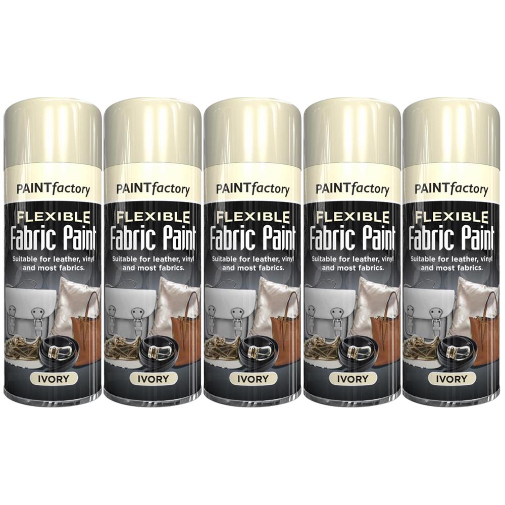 5X Ivory Flexible Fabric & Vinyl Spray Paint 200ml