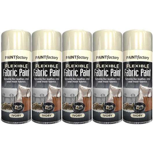 5X Ivory Flexible Fabric & Vinyl Spray Paint 200ml