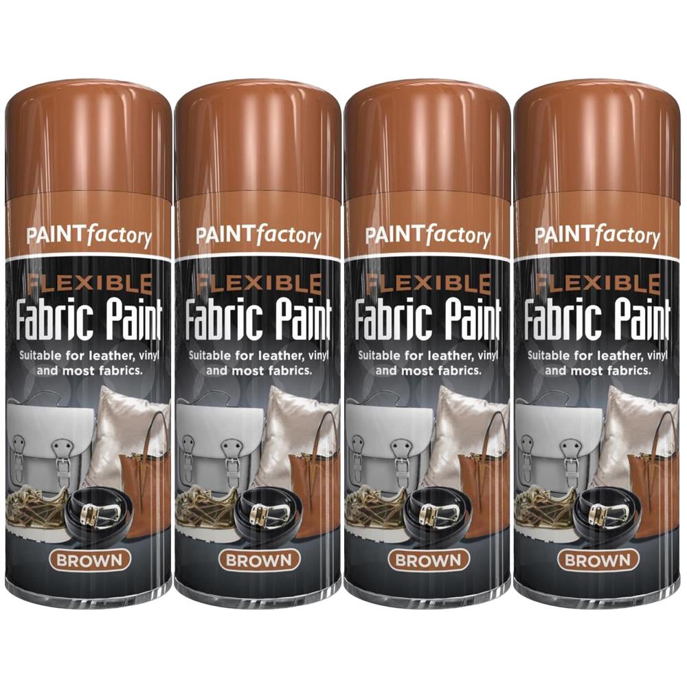 4X Brown Flexible Fabric & Vinyl Spray Paint Brown 200ml