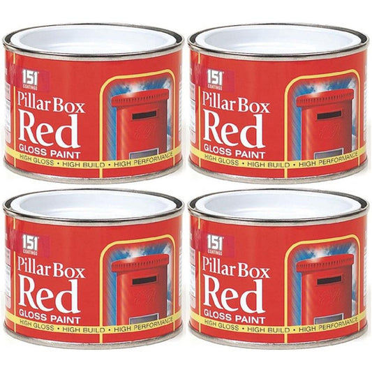 4X Pillar Box Red Paint Tin 180ml