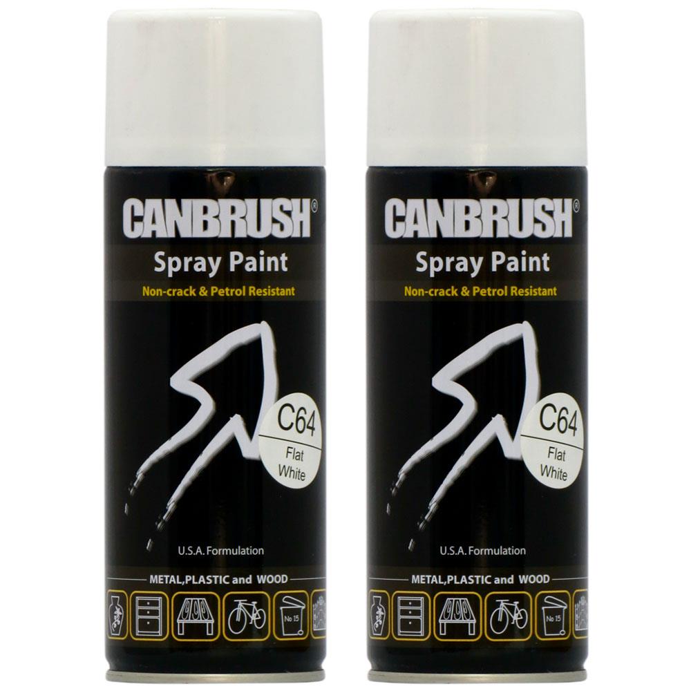 2X Canbrush C64 Flat White Spray Paint 400ml