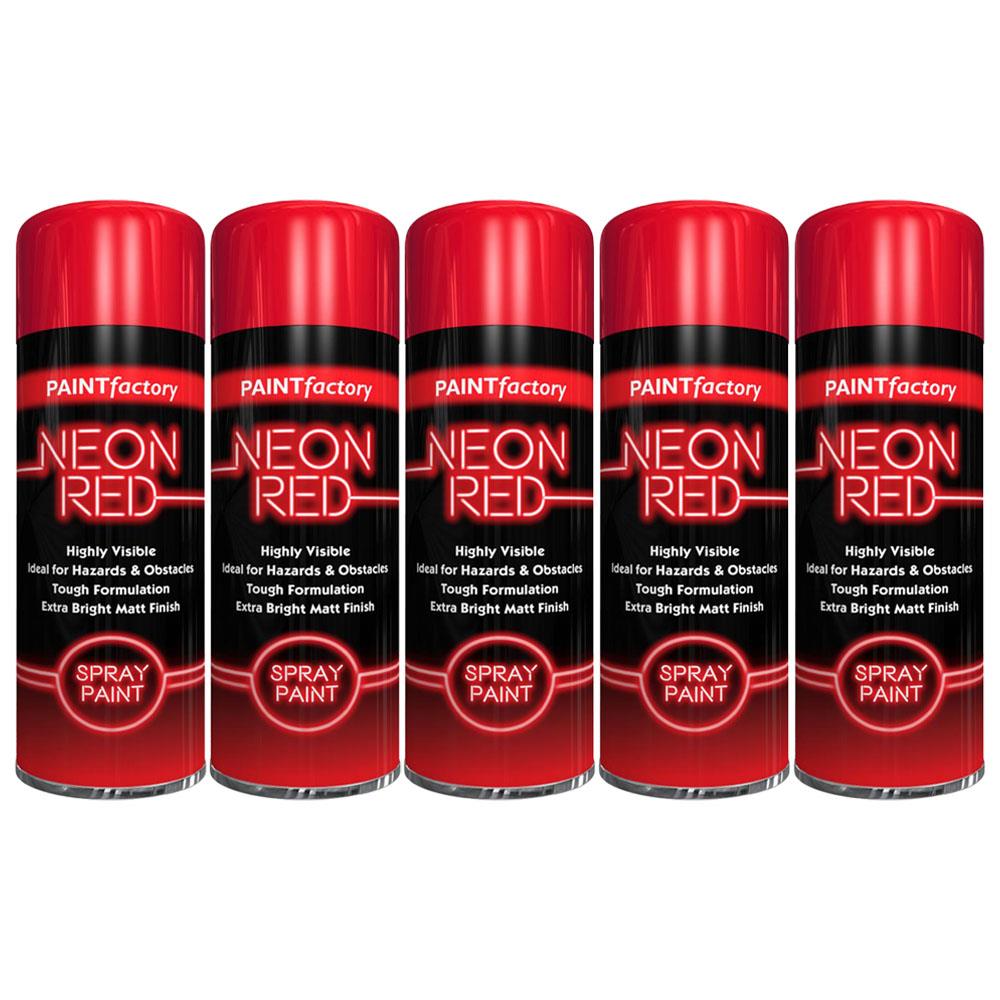 5X Paint Factory Red Fluorescent Neon Spray Paint 200ml