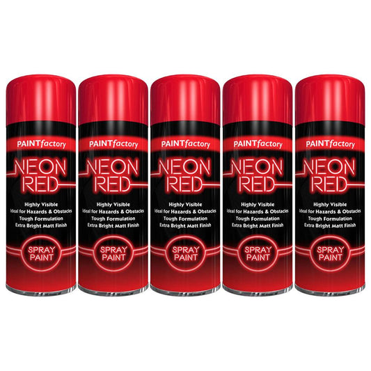 5X Paint Factory Red Fluorescent Neon Spray Paint 200ml