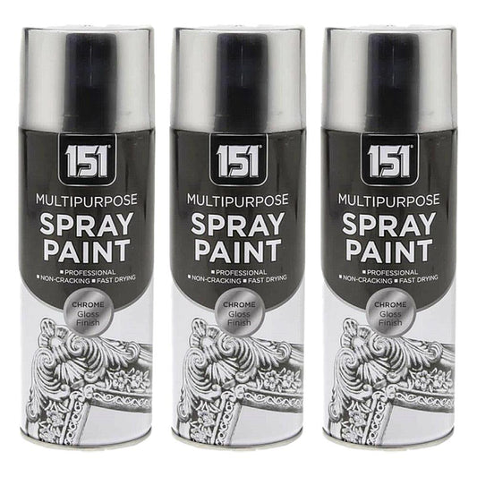 3X Auto Chrome Spray Paint 400ml