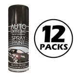 12X Auto Extreme Black Gloss Spray Paint 400ml