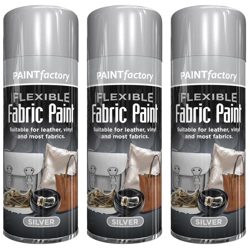 3X Silver Fabric & Vinyl Spray Paint 200ml