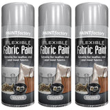 3X Silver Fabric & Vinyl Spray Paint 200ml