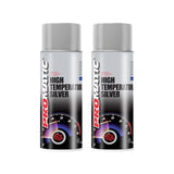 2X Promatic Silver High Temperature Spray Paint 400ml