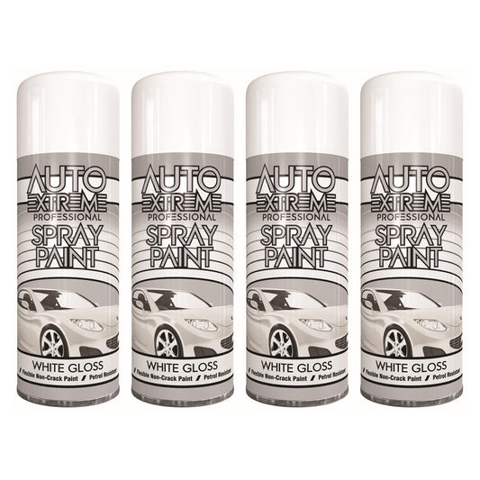 4X Auto Extreme White Gloss Spray Paint 400ml