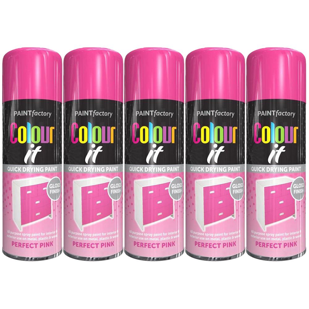 5X Paint Factory Perfect Pink Gloss Spray Paint 400ml