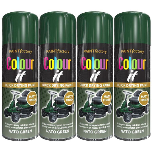 4X Paint Factory Nato Green Matt Spray Paint 400ml