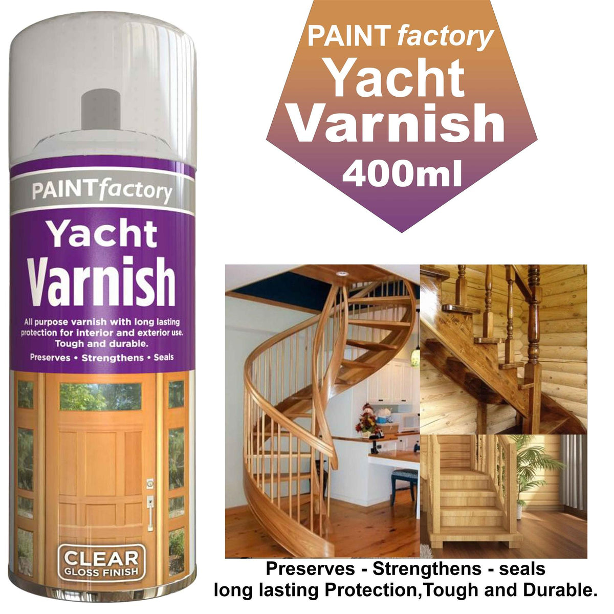 Paint Factory Clear Yacht Varnish Spray 400ml