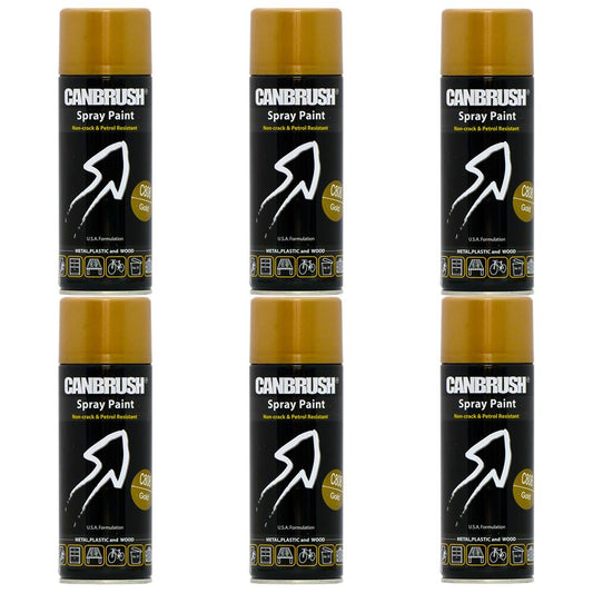 6X Canbrush C808 Gold Spray Paint 400ml