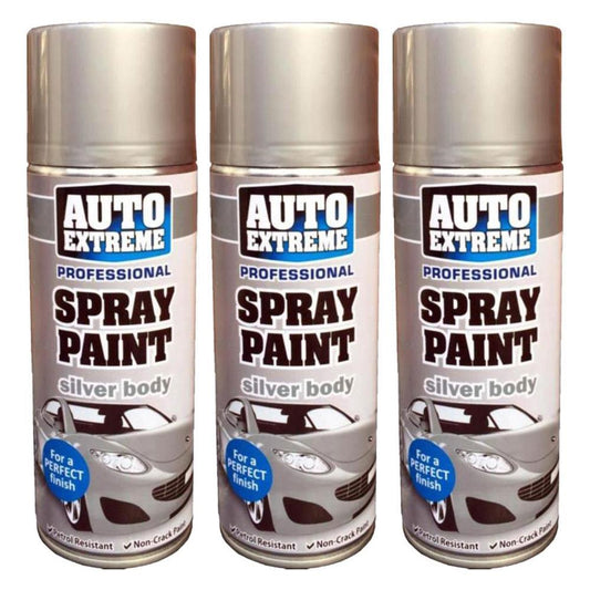 3X Auto Extreme Silver Spray Paint 400ml