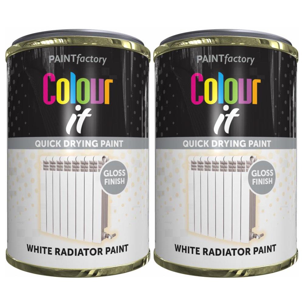 2X Paint Factory White Gloss Radiator Tin Paint 300ml