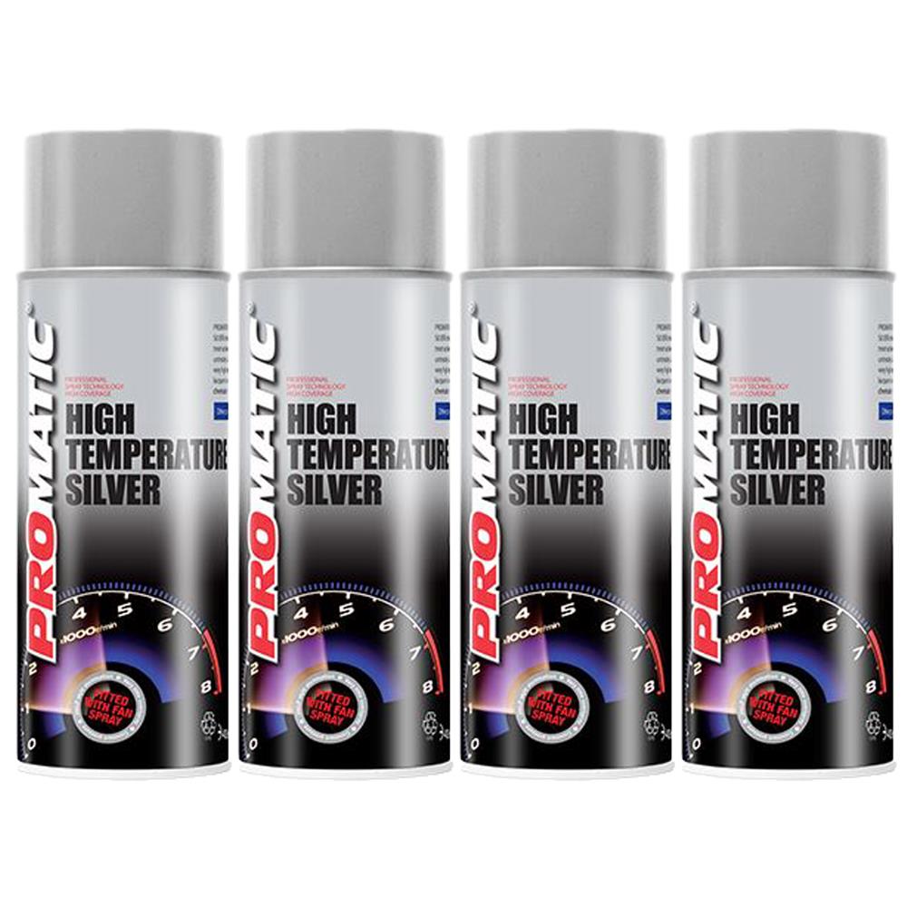 4X Promatic Silver High Temperature Spray Paint 400ml