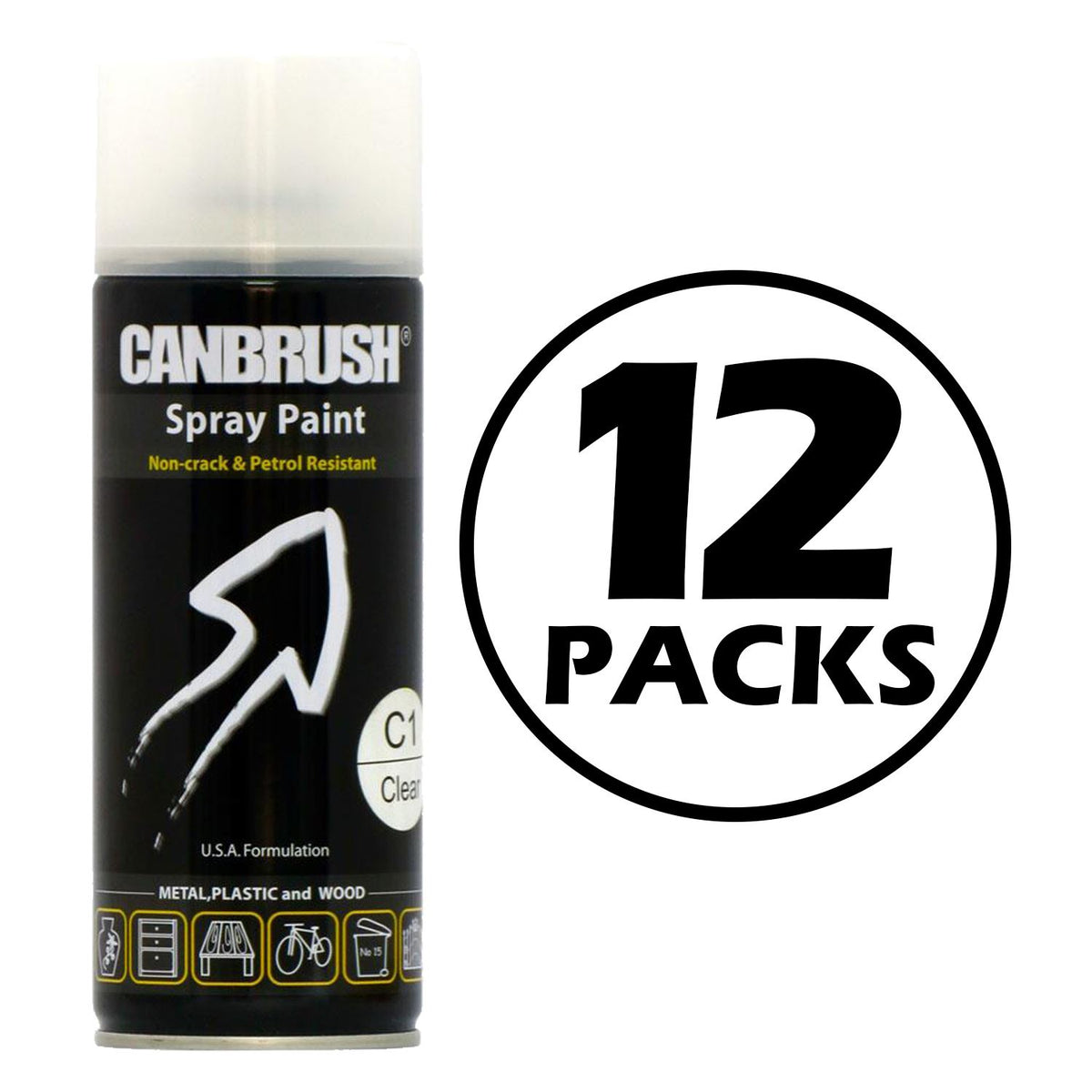 12X Canbrush C1 Clear Spray Paint 400ml