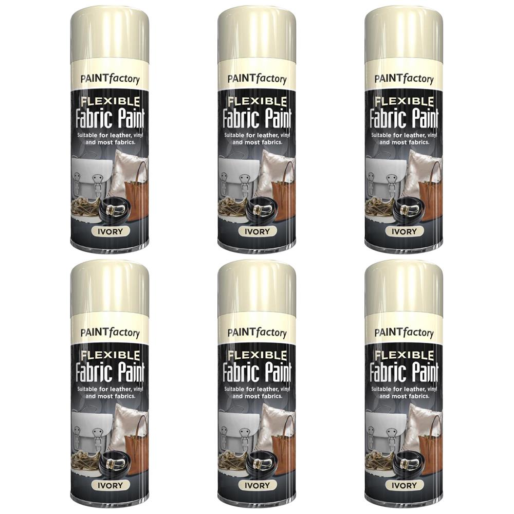 6X Ivory Flexible Fabric & Vinyl Spray Paint 200ml