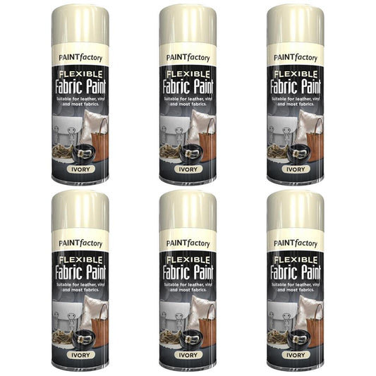 6X Ivory Flexible Fabric & Vinyl Spray Paint 200ml