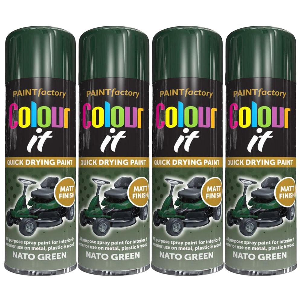 4X Paint Factory Nato Green Matt Spray Paint 250ml