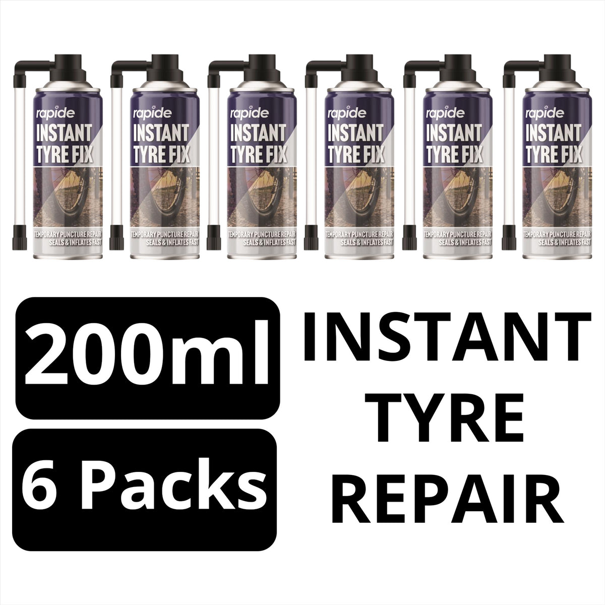 6X Bicycle Instant Tyre Fix 200ml