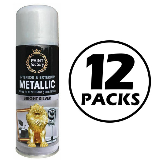 12X Paint Factory Metallic Silver Spray Paint 200ml