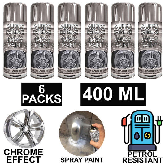 6X Chrome Auto Spray Paint 400ml