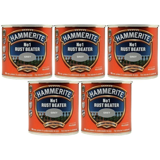 5X Hammerite No.1 Rustbeater Grey 250ml