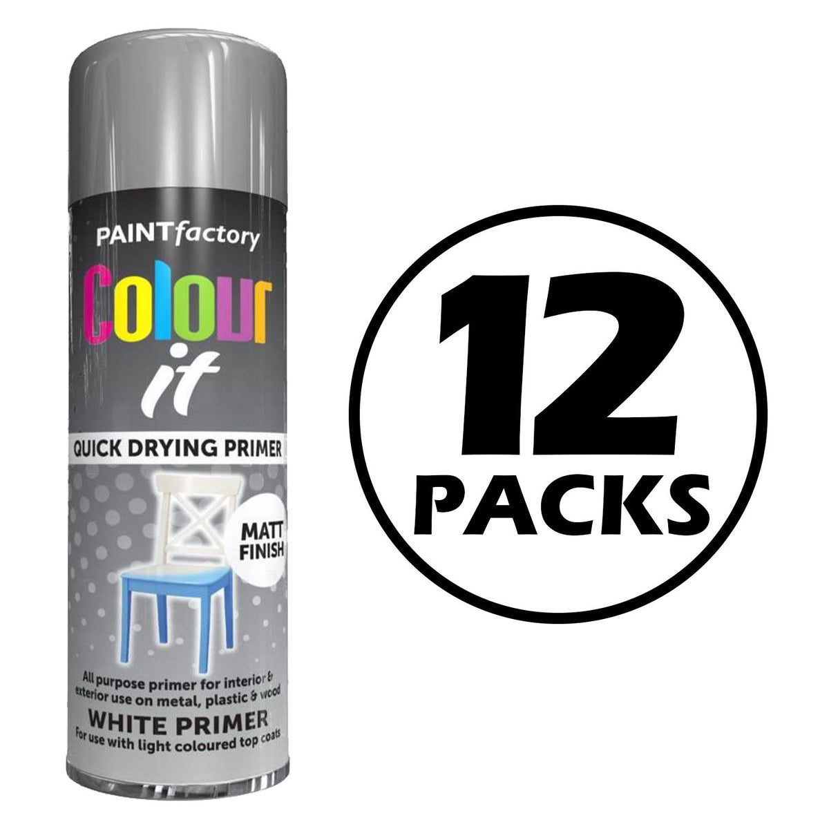 12X Paint Factory Auto White Primer Spray 250ml