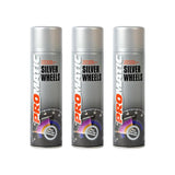 3X Promatic Wheel Silver Spray Paint 500ml