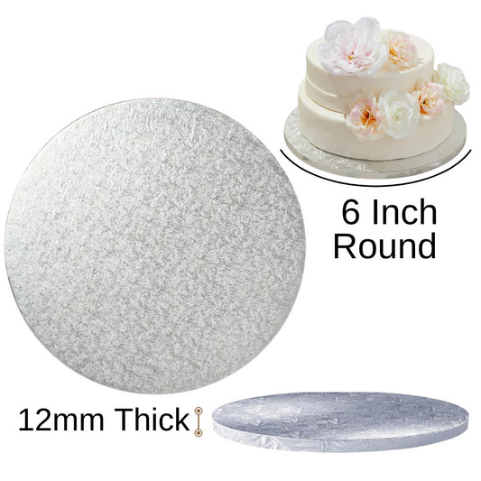 1 Board - 6" Round Cake Drums - Silver