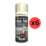 6X Ivory Flexible Fabric & Vinyl Spray Paint 200ml