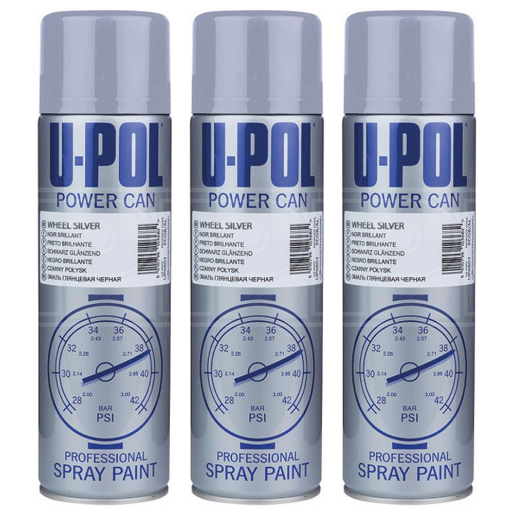 3X Upol Power Can Wheel Silver Spray Paint 500ml