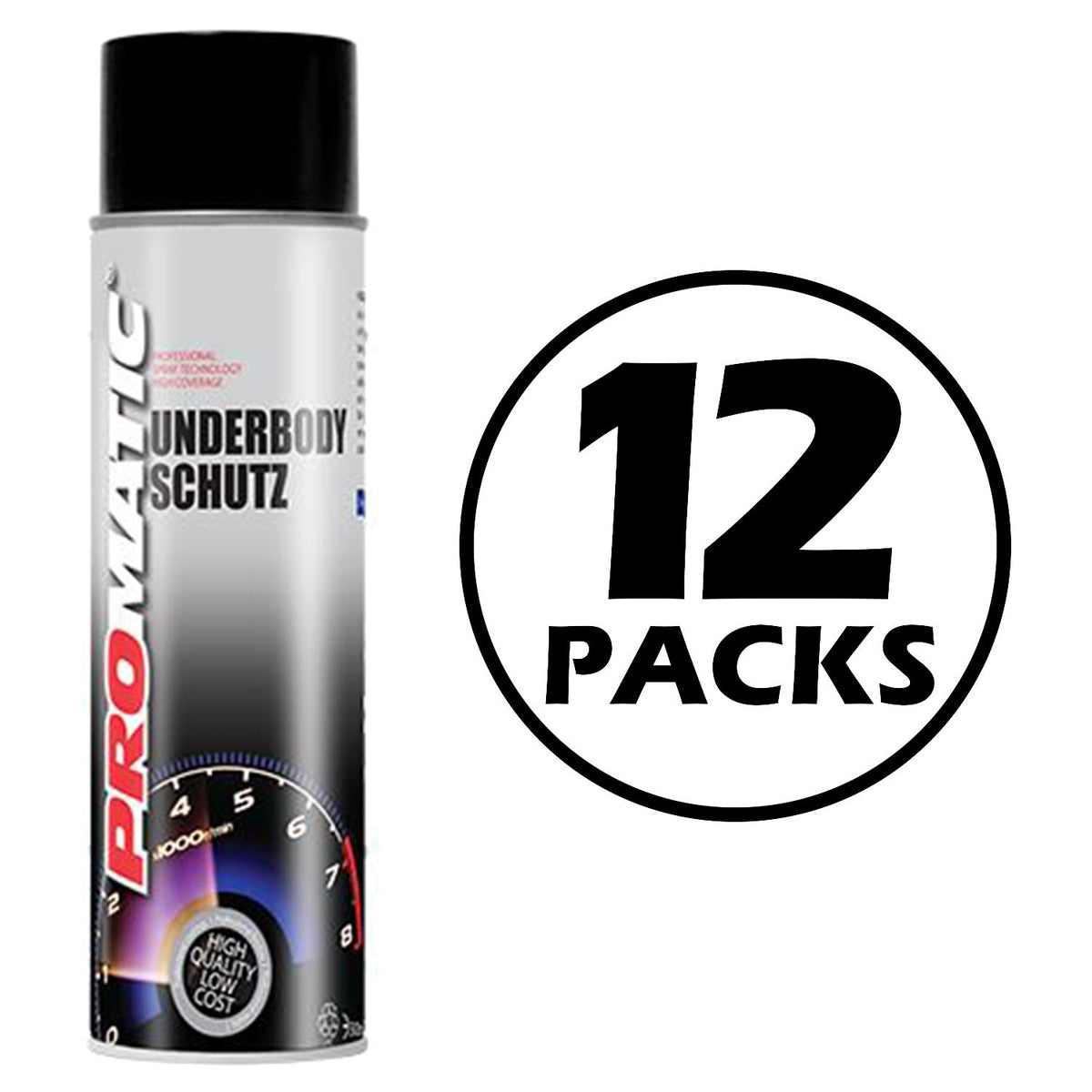 12X Promatic Black Underbody Spray Paint 500ml