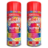 2X Paint Factory Red Glitter Spray Paint 200ml