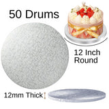 50 Board - 12" Round Cake Drums - Silver