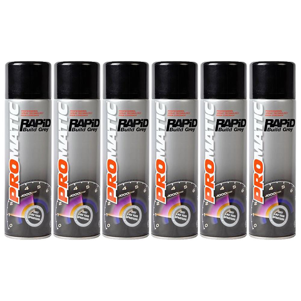 6X Promatic Rapid Build Grey Primer Spray 500ml