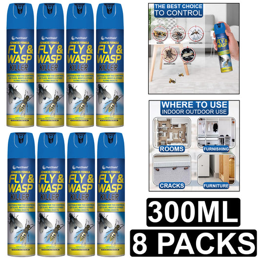 8X Fly & Wasp Killer Spray 300ml