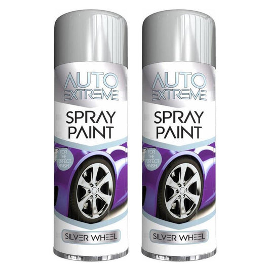 2X Auto Extreme Silver Wheel Spray Paint 250ml